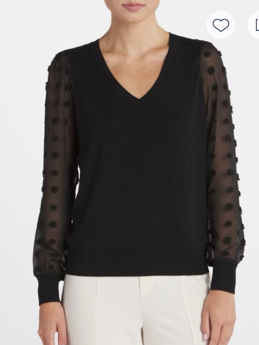 Les Serein | Black Textured Sheer Sleeve Sweater | XL